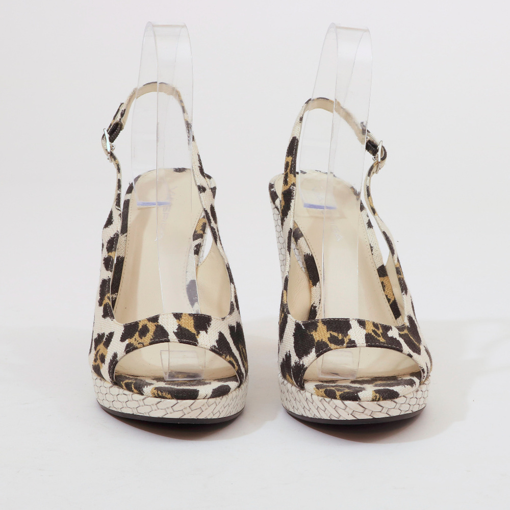 Via Spiga Animal Print Ivory Wedge Sandals 8M - Picture 4 of 8